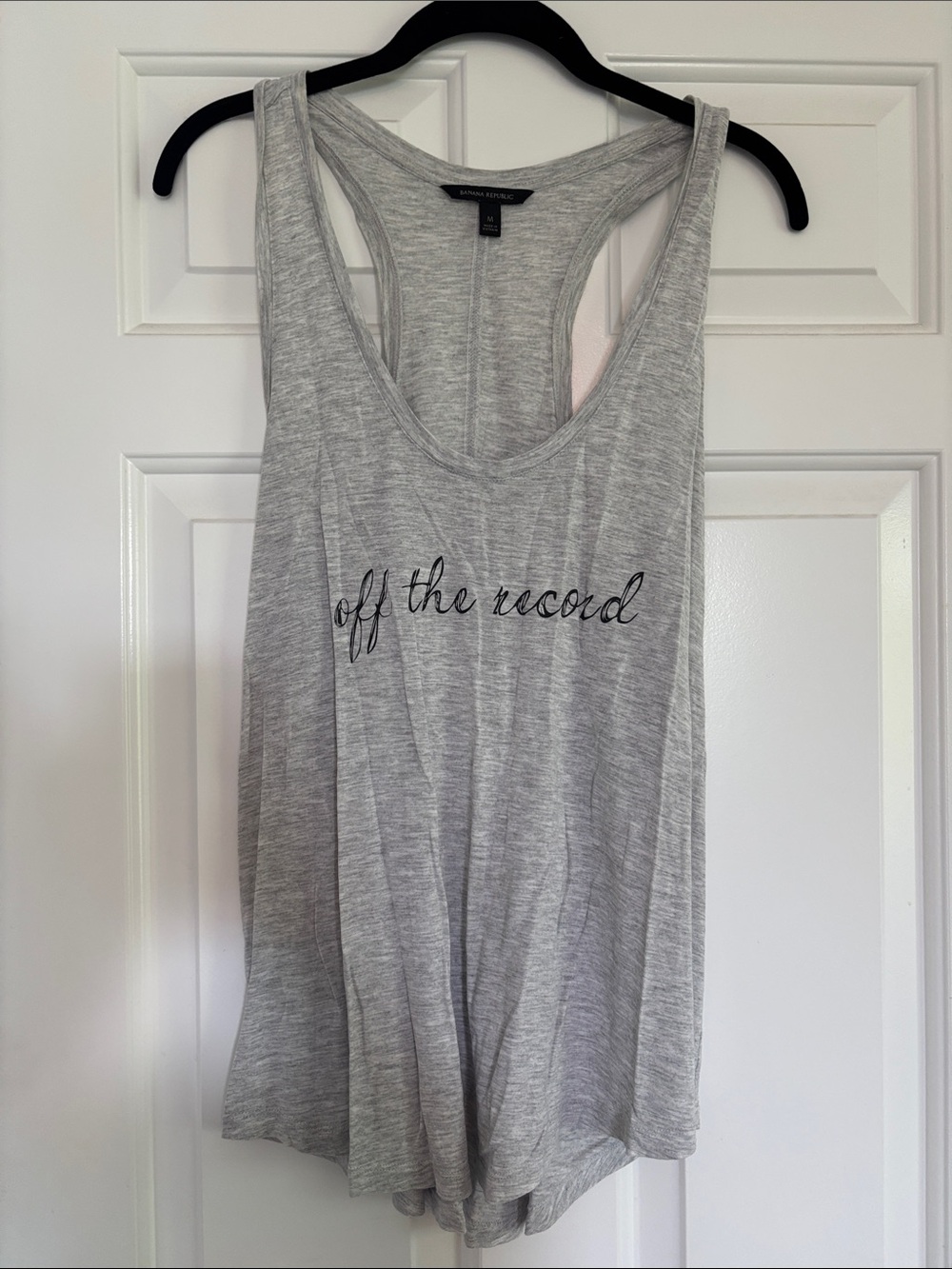 Banana Republic Gray Racerback Tank with Script